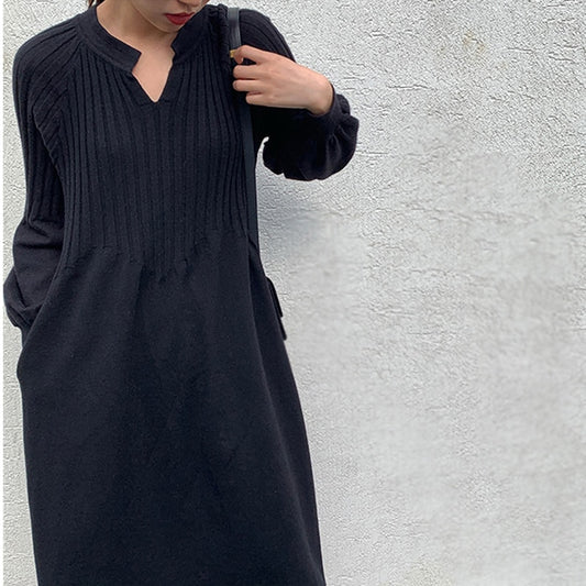 Like Nana Used To Knit Dress - Black (S-L)